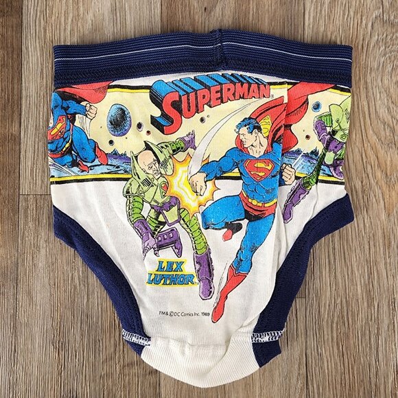Vintage 1989 Superman & Lex Luthor Boys Size 2 Underwear Fruit Of The Loom‎ - Picture 1 of 7
